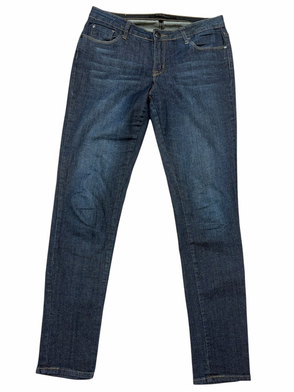 Max Studio May Jeans Dark Wash Straight Leg Denim Size 8 Skinny Stretch Denim